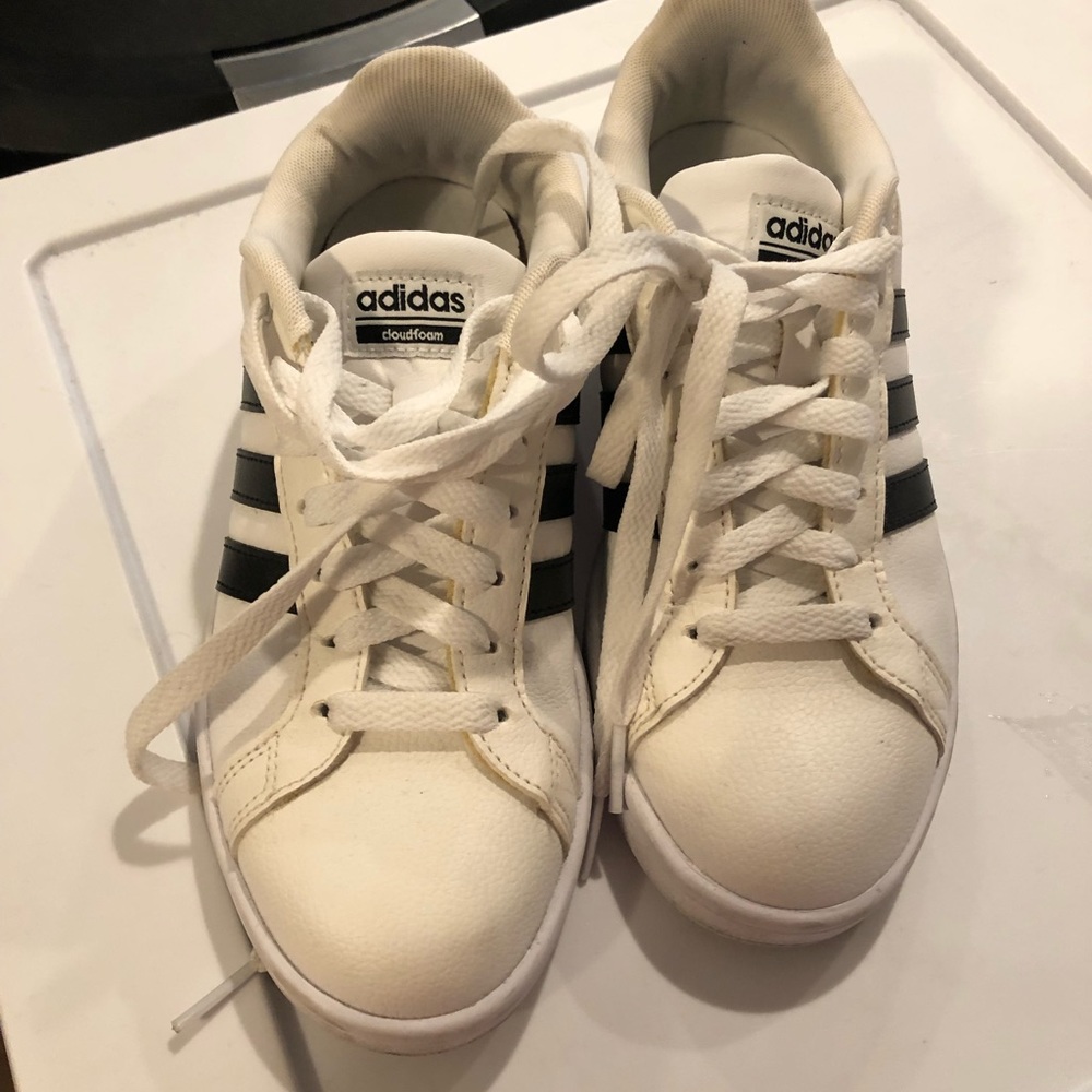 Classic White with Black Stripe Adidas Sneaker